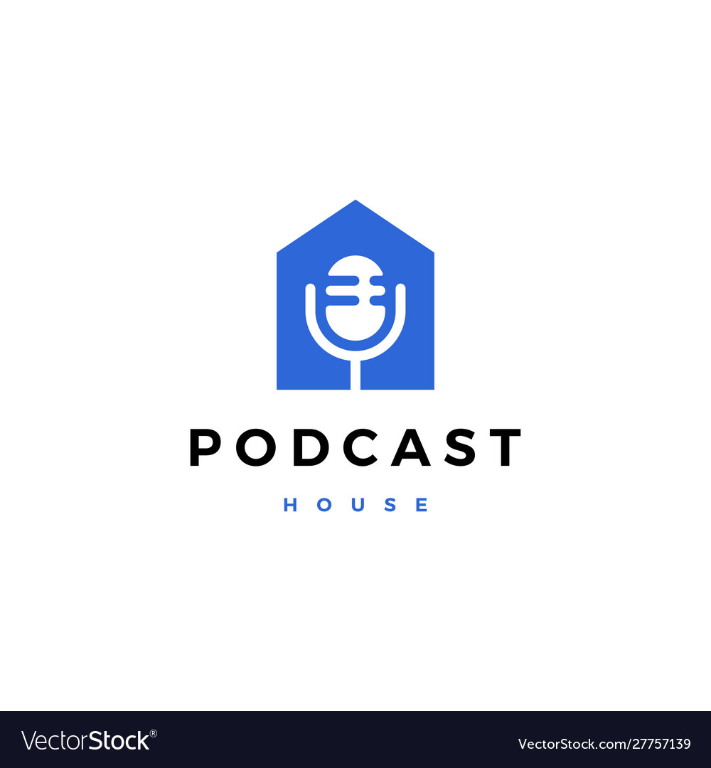 Podcast mic house home logo icon