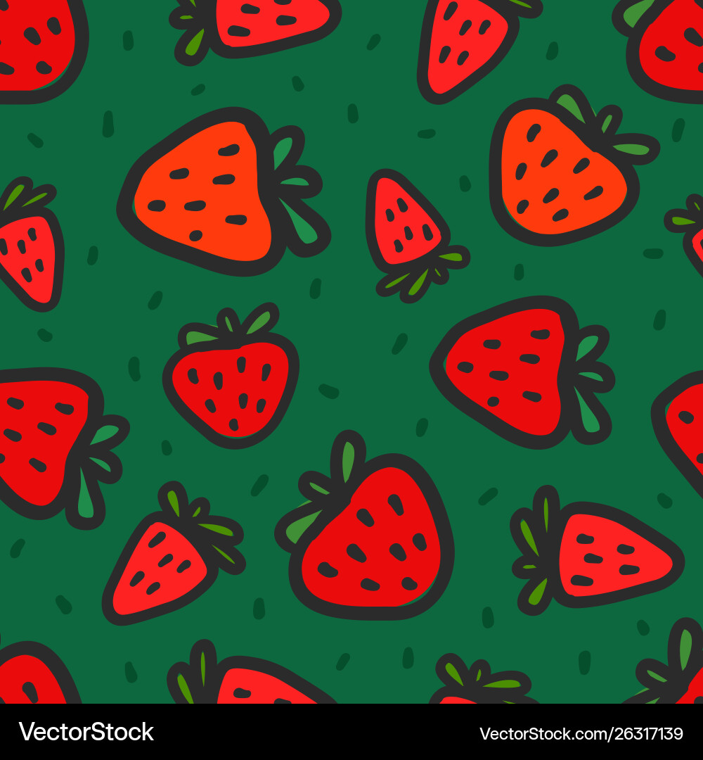 Seamless pattern with red strawberries Royalty Free Vector