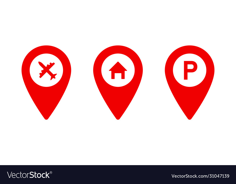 Set pointer icons or pins for map sign vector image Set pointer icons or pins for map sign