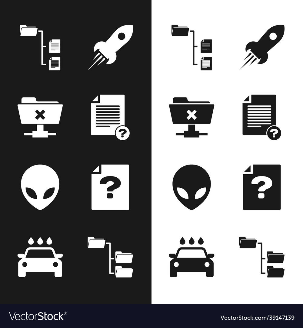 Set unknown document ftp cancel operation folder vector image Set unknown document ftp cancel operation folder