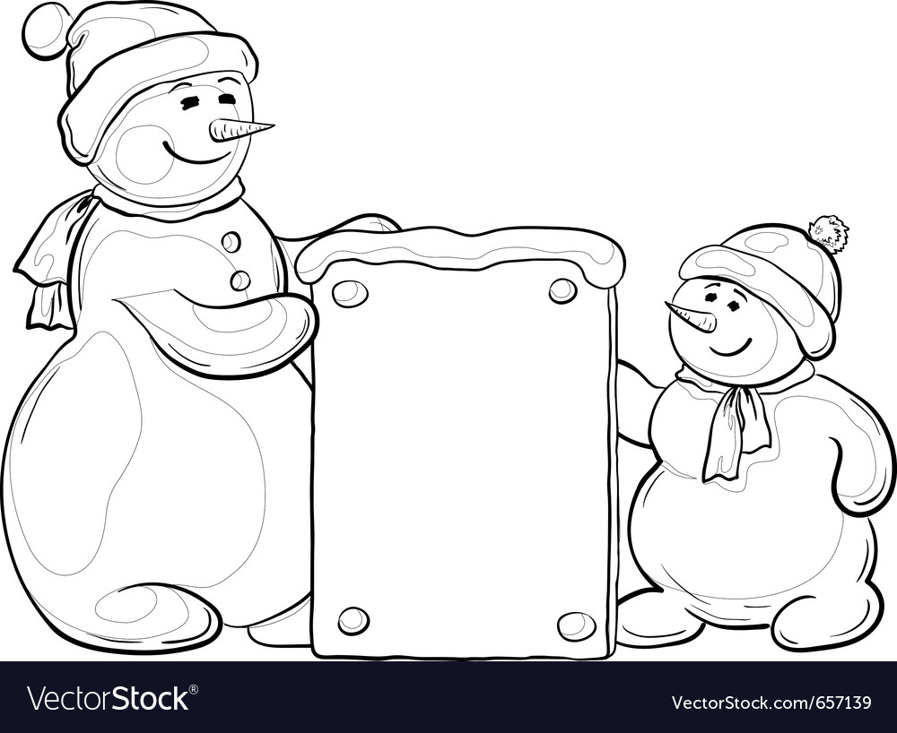 Snowmen with sign contours