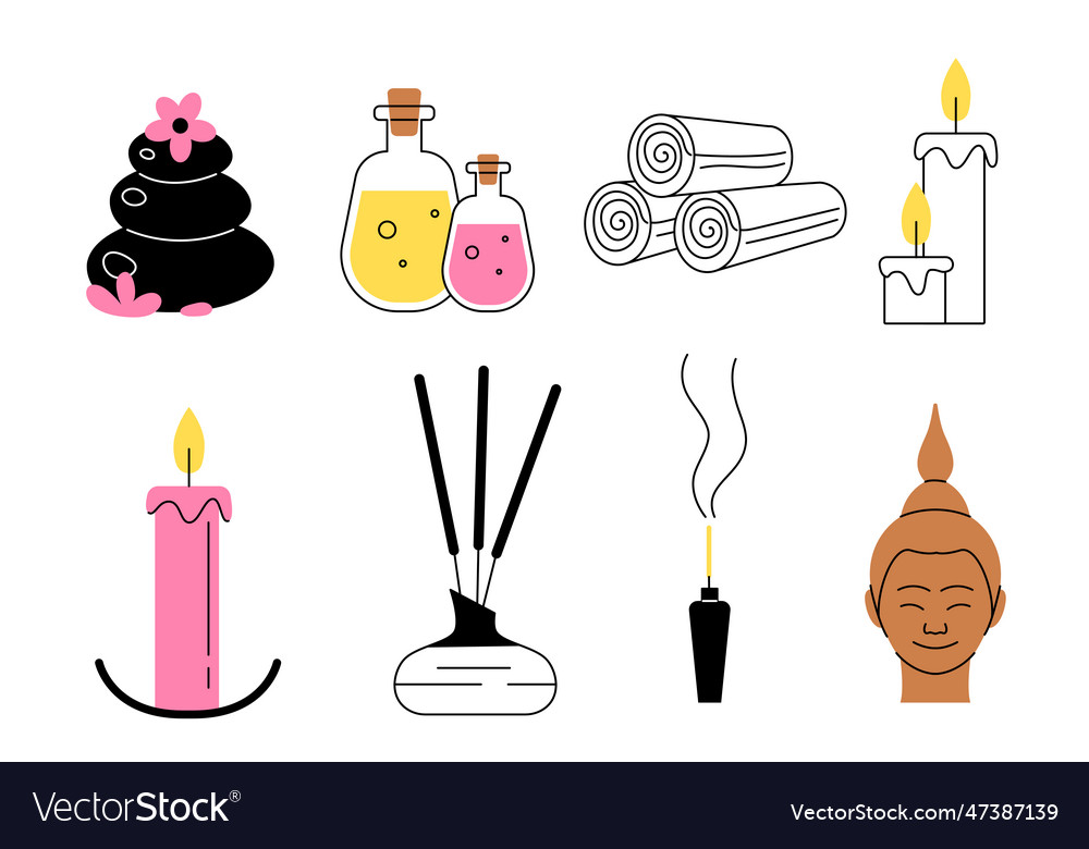 Spa procedures elements set vector image Spa procedures elements set