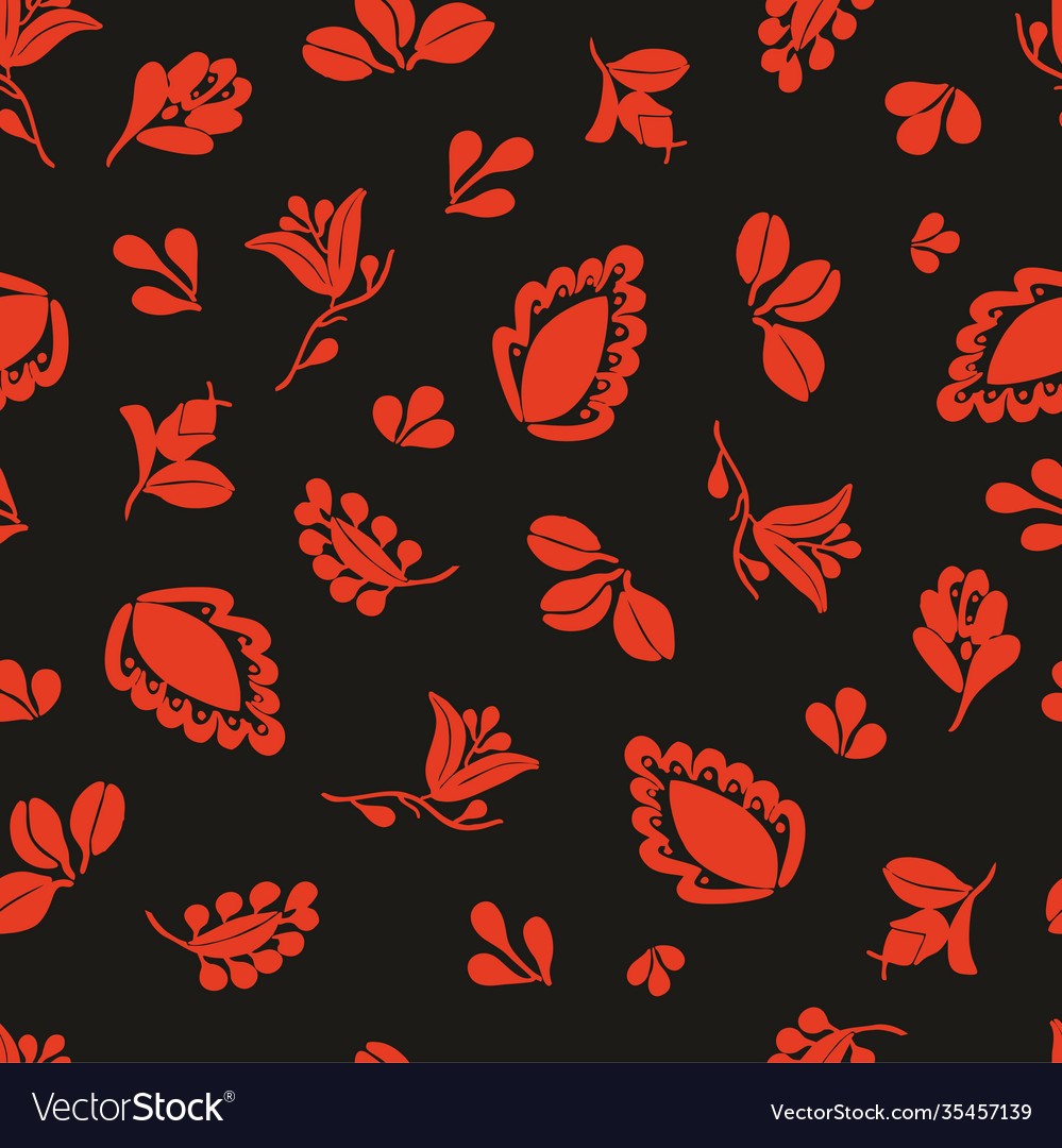 Tile pattern with seamless red floral print vector image Tile pattern with seamless red floral print