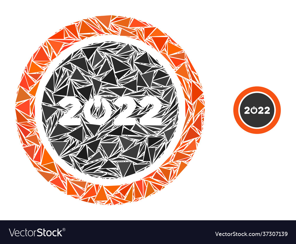 Triangle mosaic start 2022 round button icon vector image Triangle mosaic start 2022 round button icon