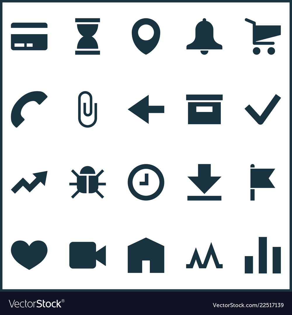 User icons set with back bug video and other vector image User icons set with back bug video and other