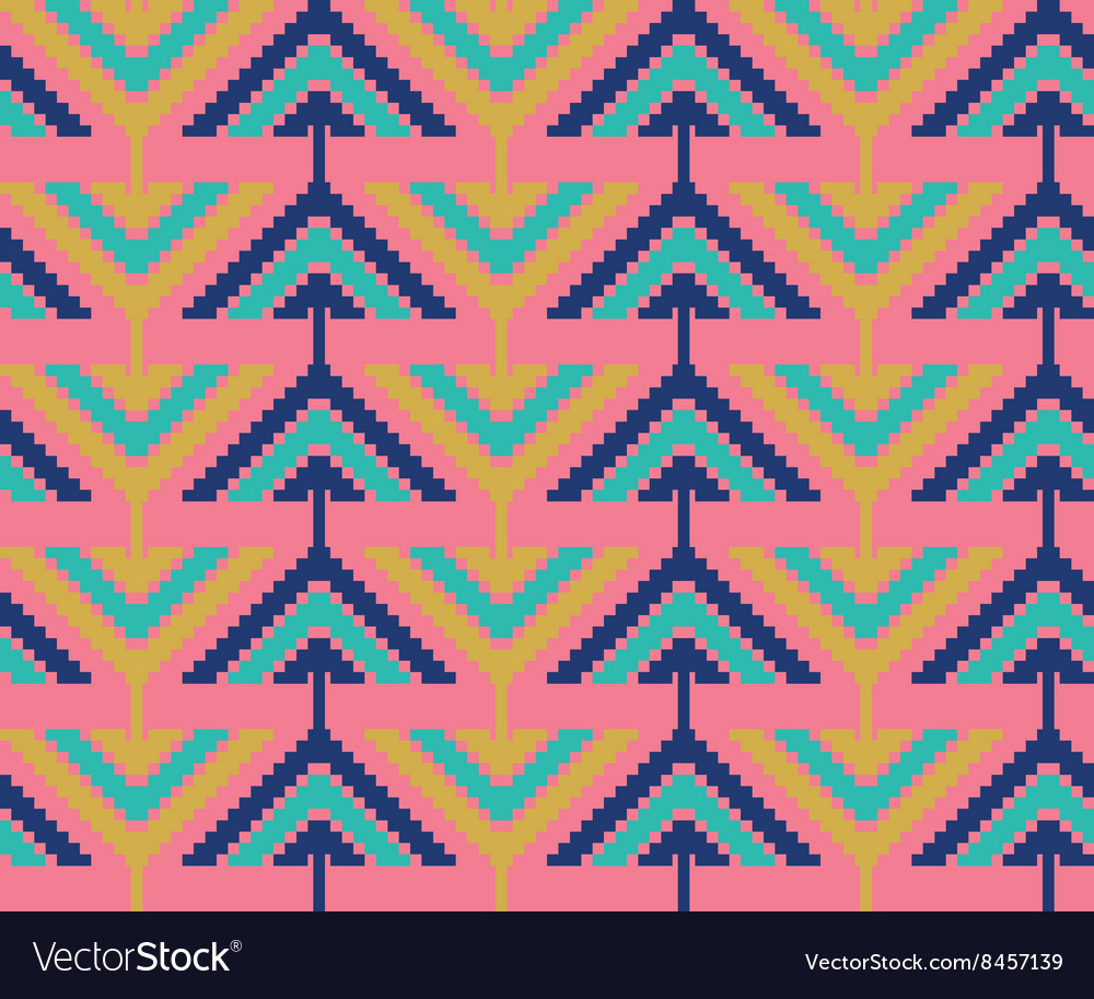 Vintage seamless pattern with triangles and pixels