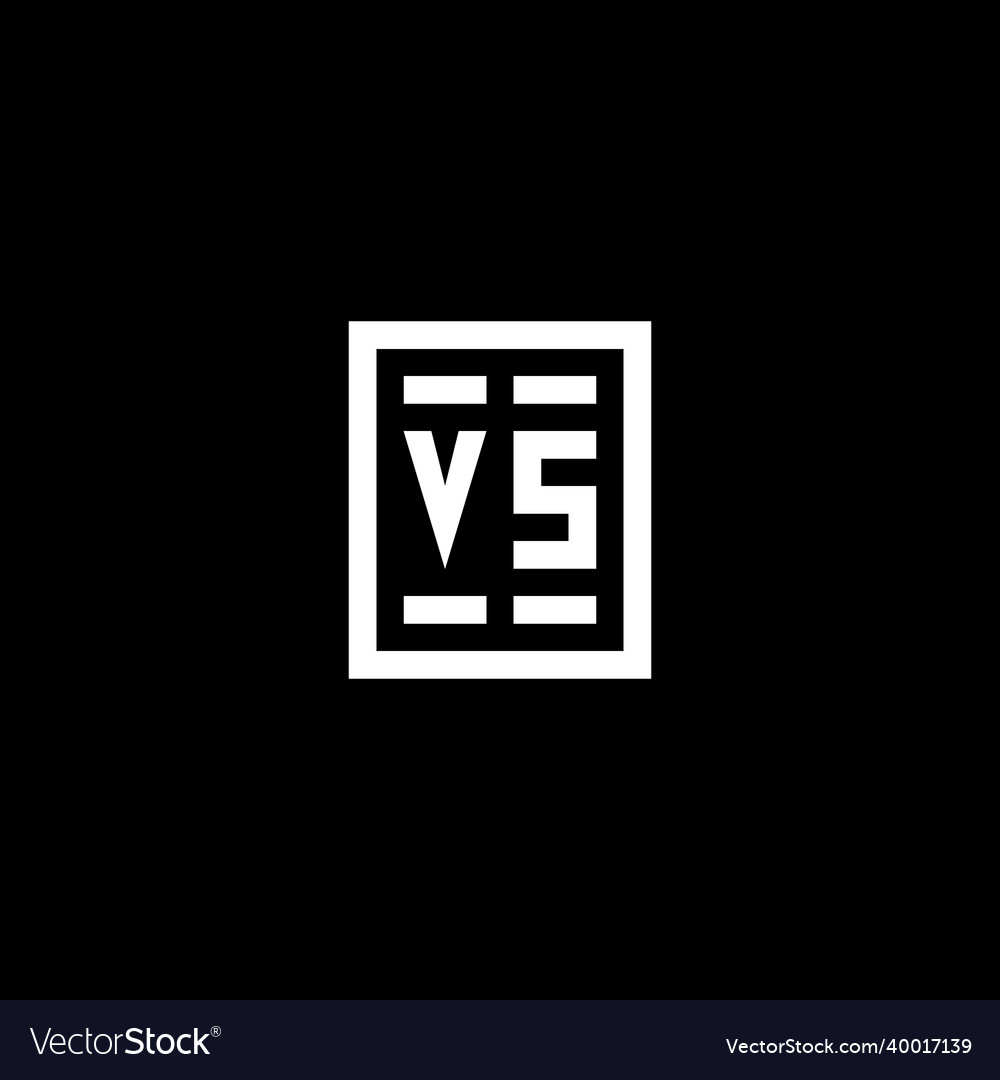 Vs initial logo with square rectangular shape Vector Image Vs initial logo with square rectangular shape