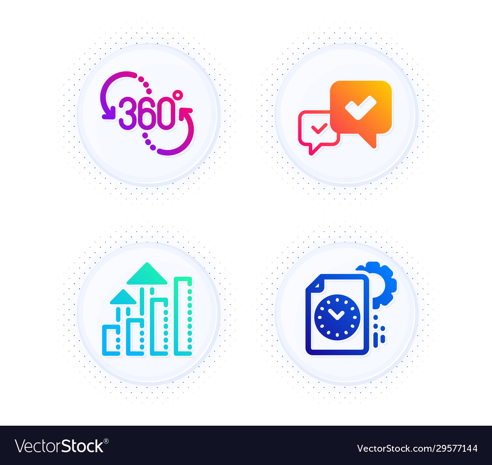 360 degree analysis graph and approve icons set vector image 360 degree analysis graph and approve icons set