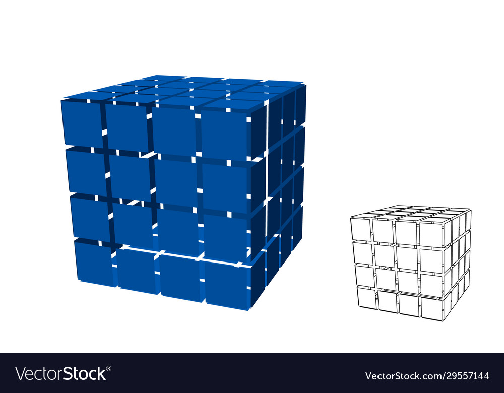 Abstract polygonal cube with cuts 3d