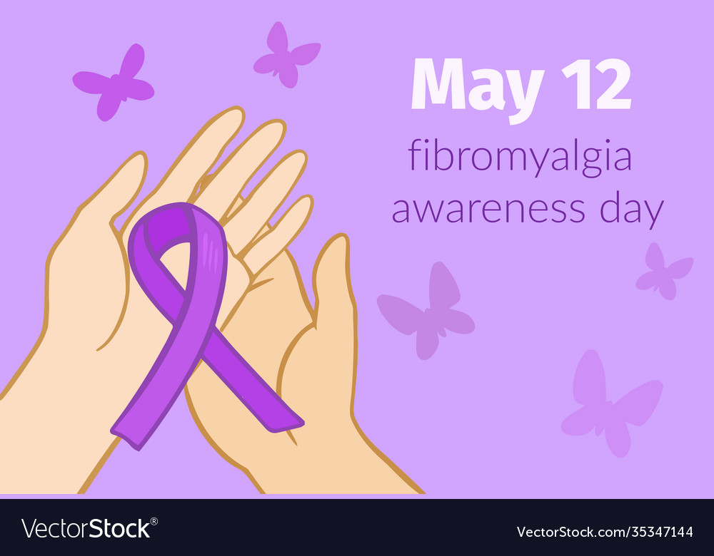 Awareness day fibromyalgia banner with purple Vector Image