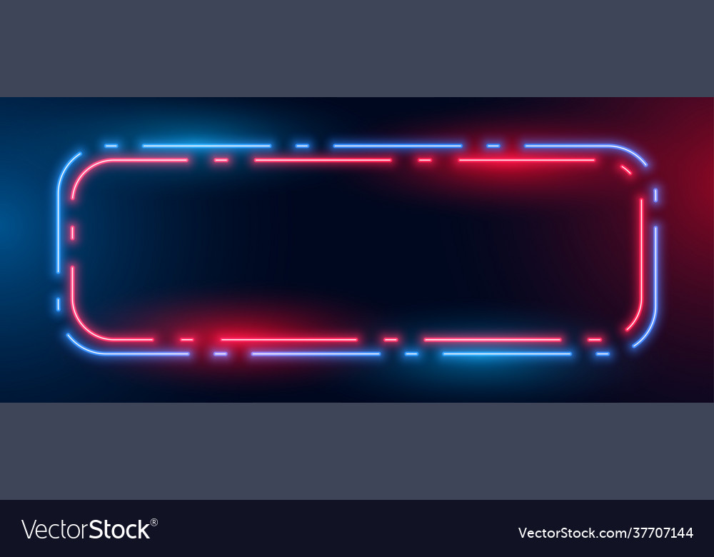 Blue and red neon light frame box background