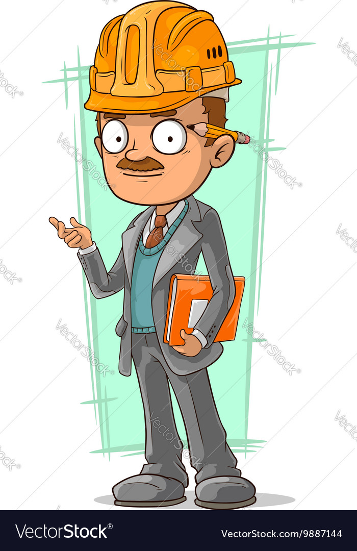 Cartoon clever engineer with pencil Royalty Free Vector