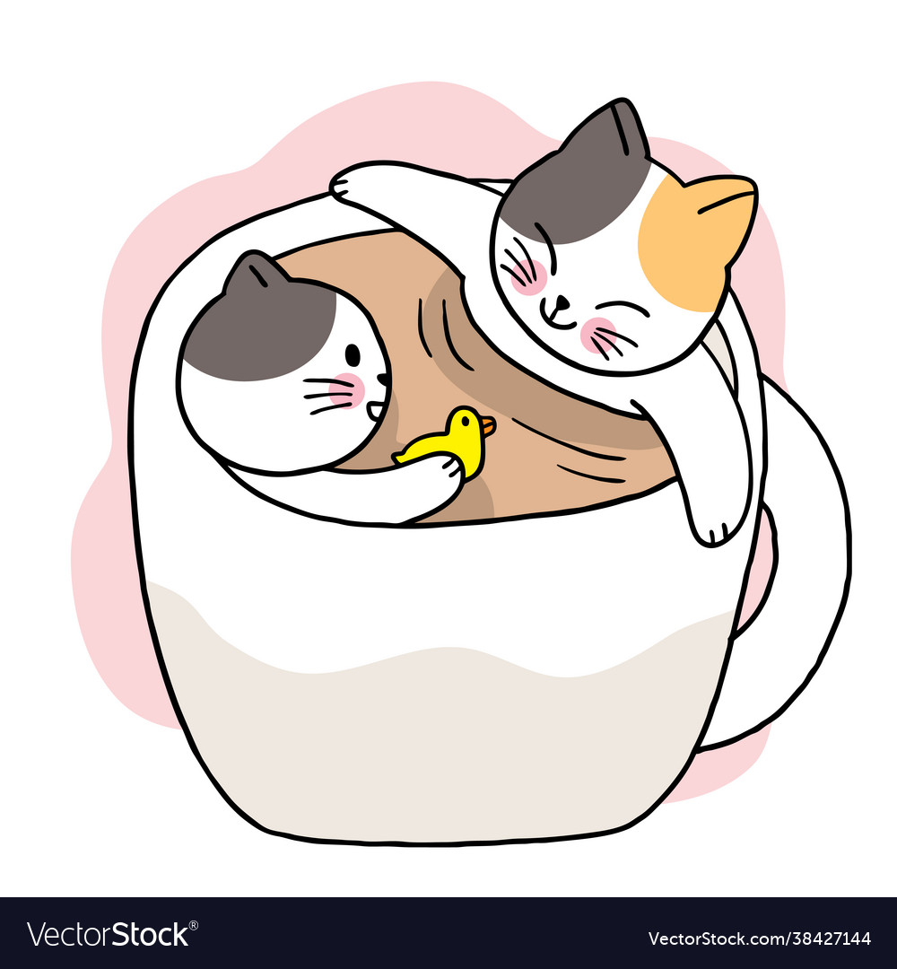 Cartoon süße Katzen in Kaffeetasse