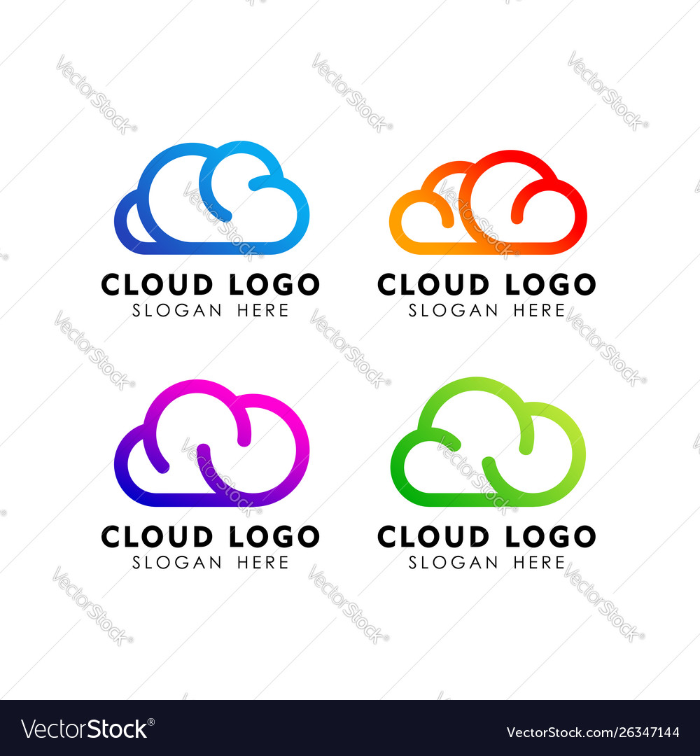 Cloud logo design in line art style