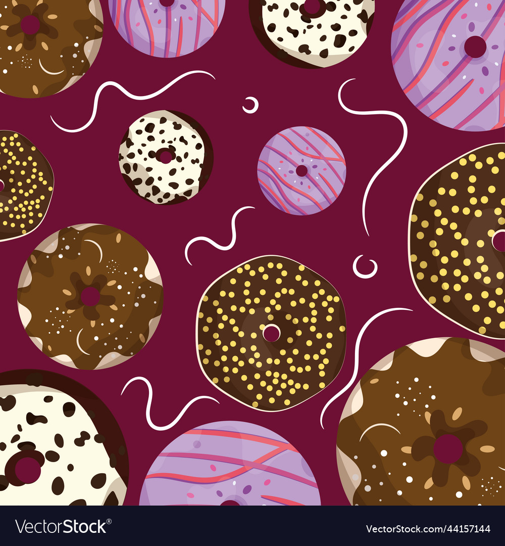 Colored seamless pattern background with donuts