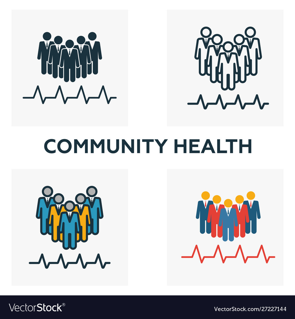 Community health icon set four elements Royalty Free Vector