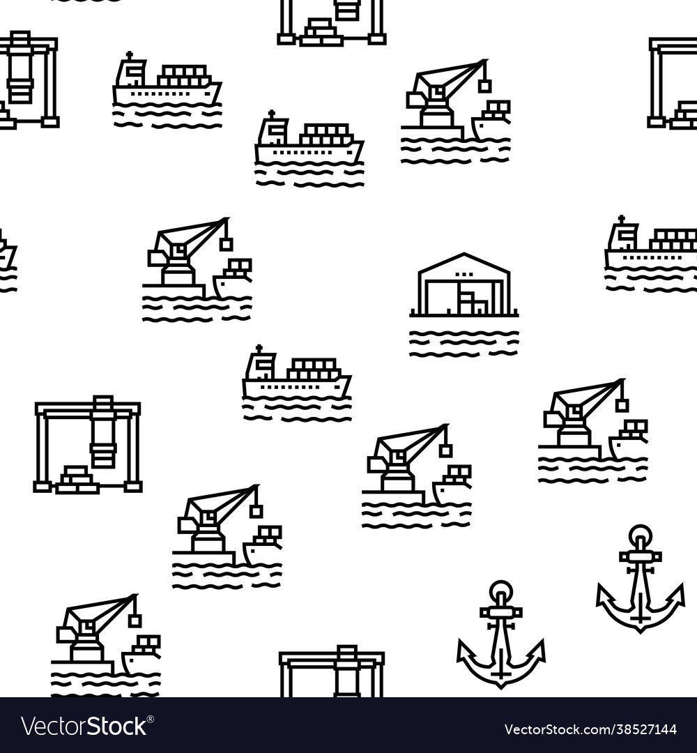 Container port tool seamless pattern vector image Container port tool seamless pattern