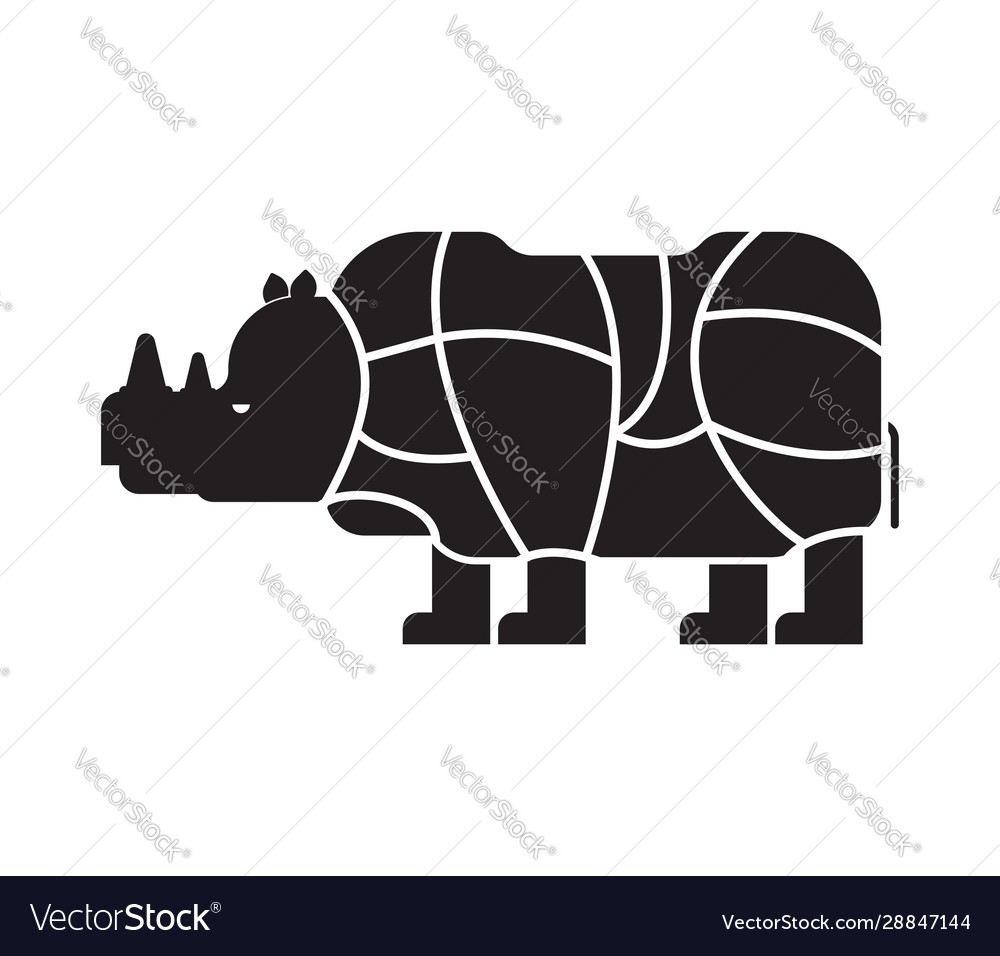 Cut meat rhinoceros rhino silhouette scheme