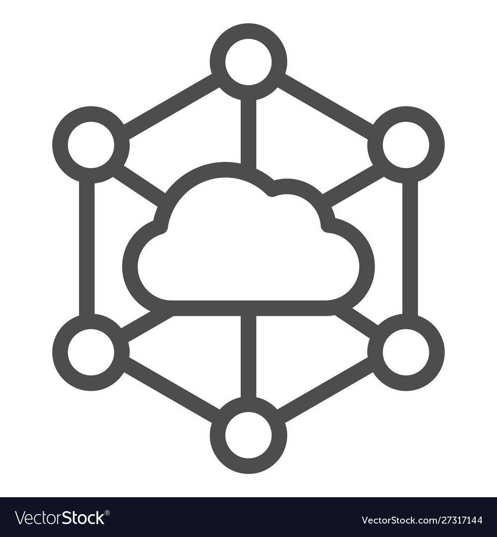 Data cloud line icon computer storage vector image Data cloud line icon computer storage