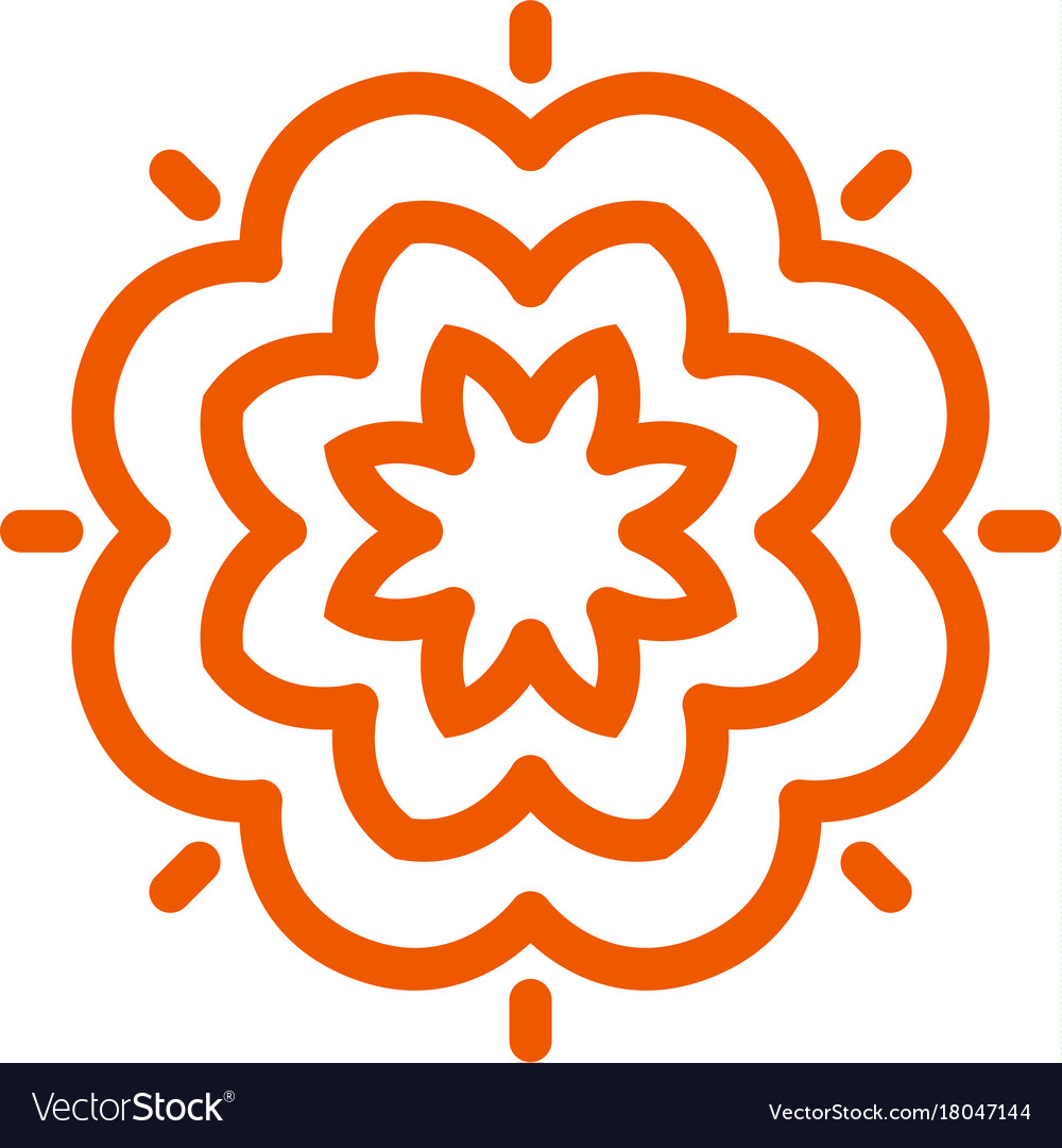 Flower linear logo orange line art sun