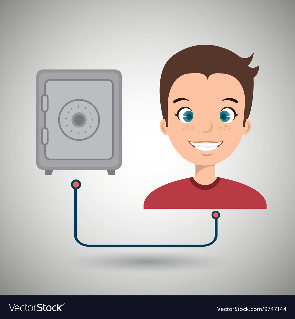 Man with safe box isolated icon design