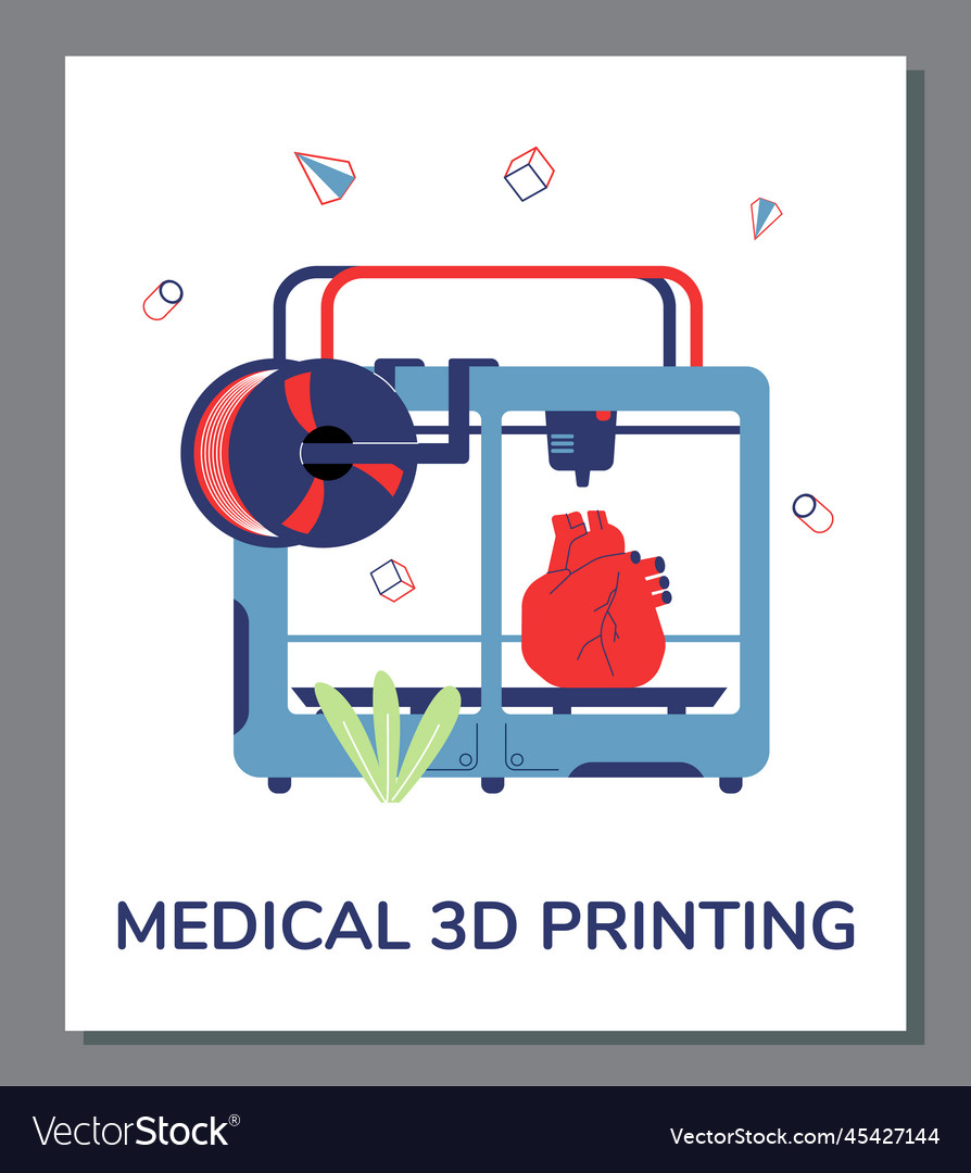 Medical 3d printing advertising poster flat