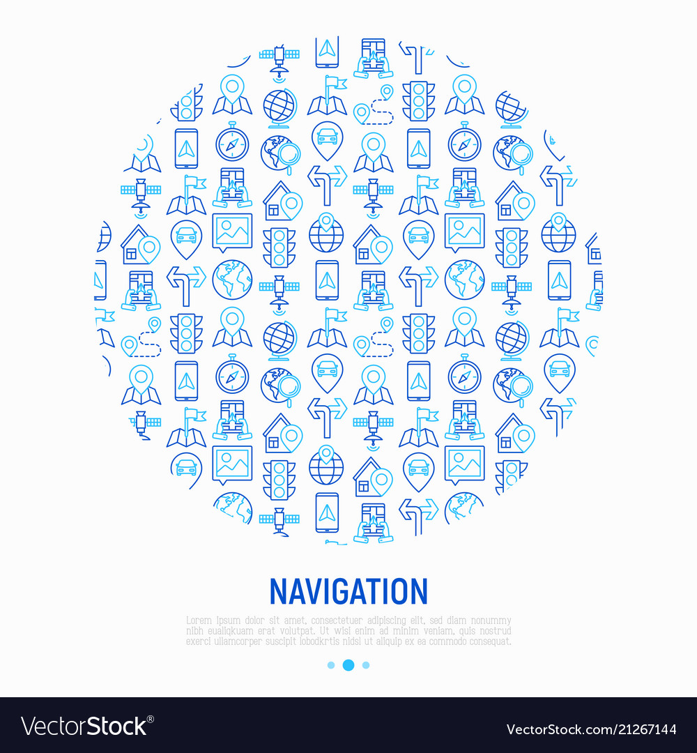 Navigation and direction concept in circle vector image Navigation and direction concept in circle