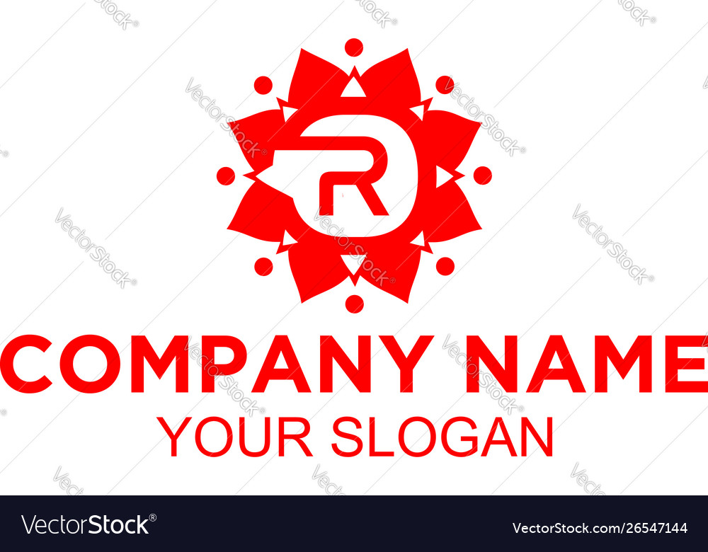 R in flower logo design