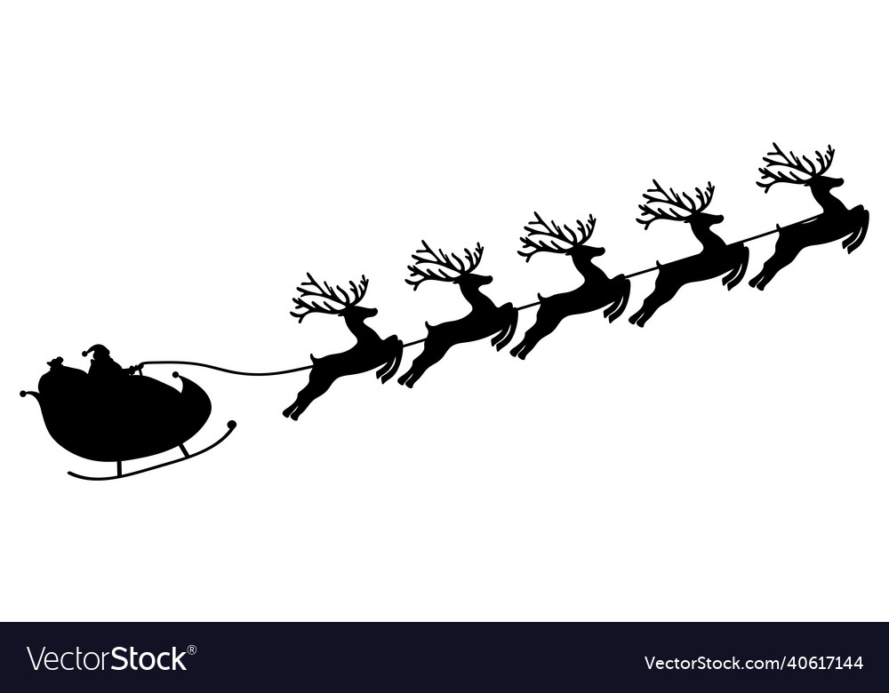 Santa claus rides reindeer in a sleigh sled Vector Image