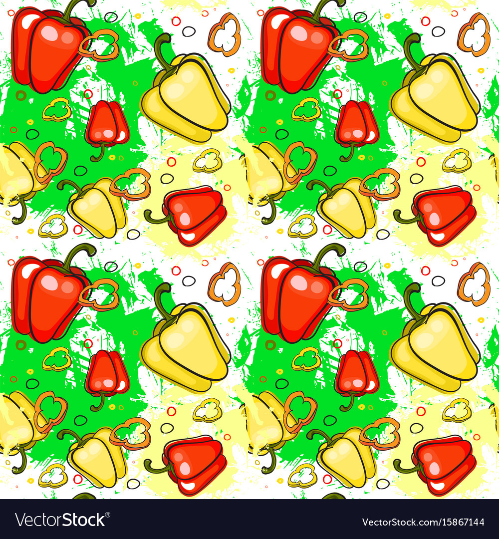 Seamless pattern pepper vegetables ornament Vector Image