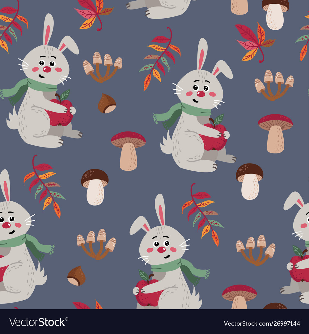 Seamless pattern with cute rabbits