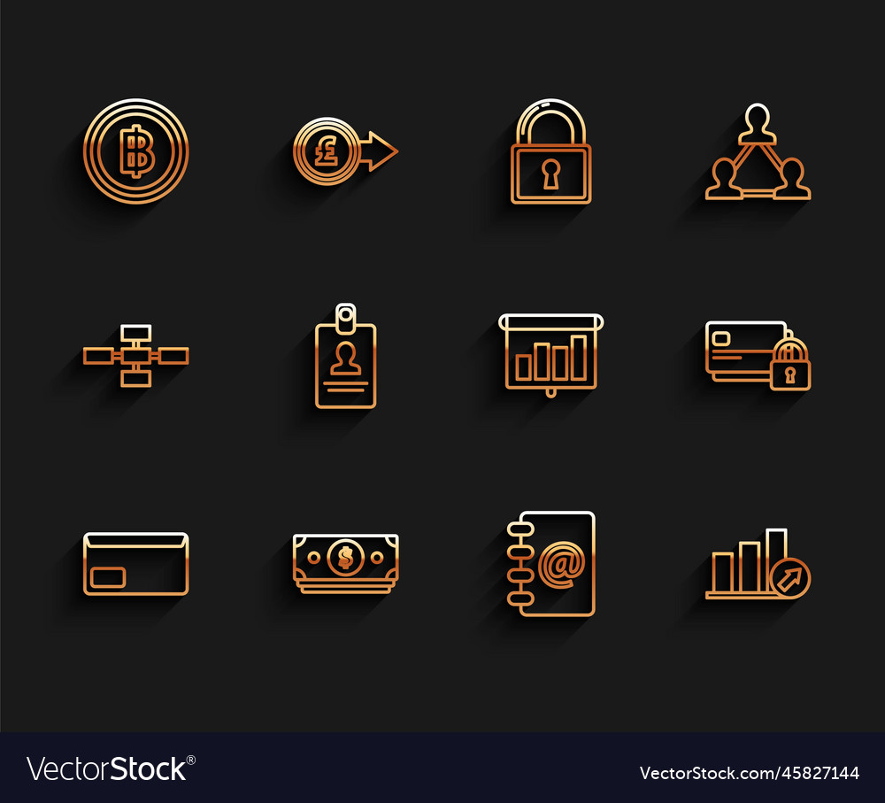 Set line envelope address book presentation vector image Set line envelope address book presentation