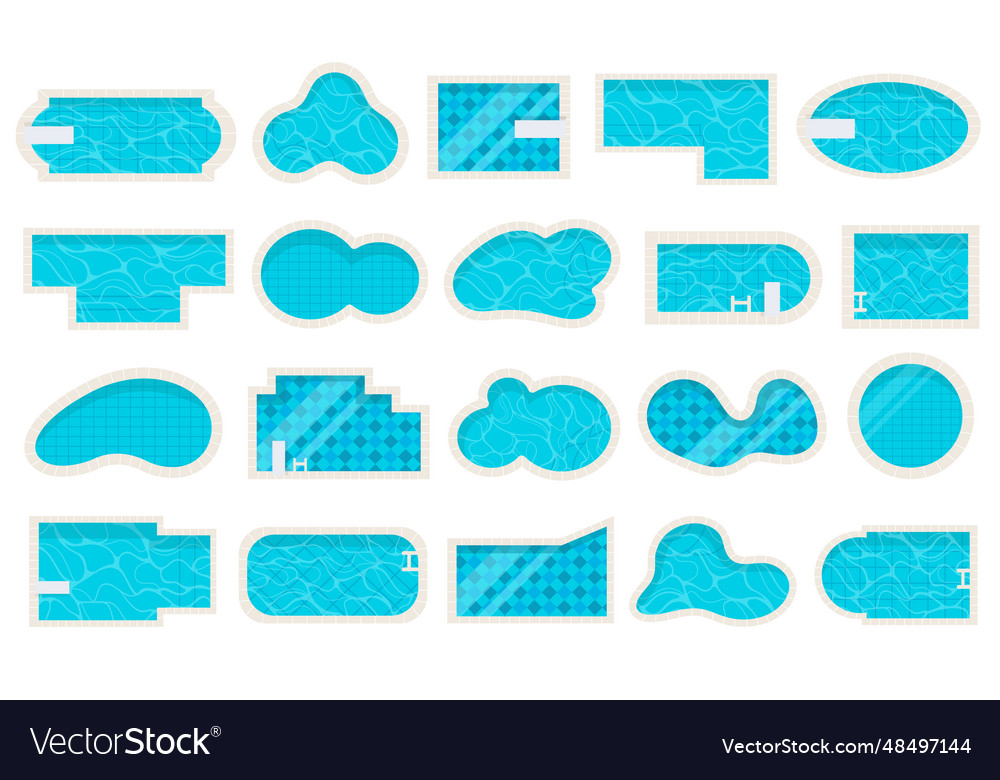 Swimming pool of different shape form and size vector image Swimming pool of different shape form and size
