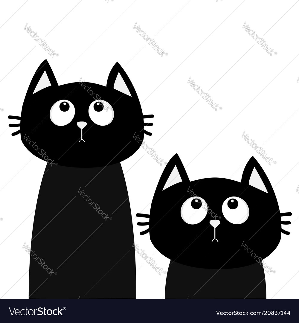 Two black cat set looking up friends forever cute Vector Image