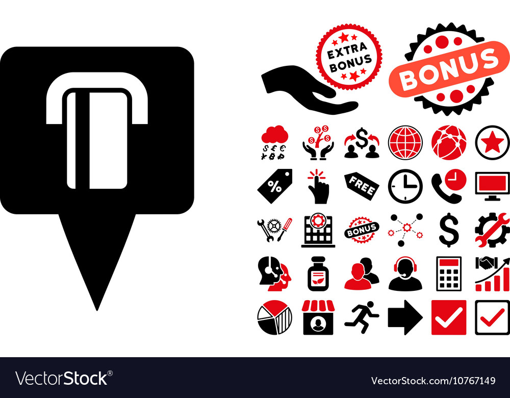 Bank terminal map pointer flat icon