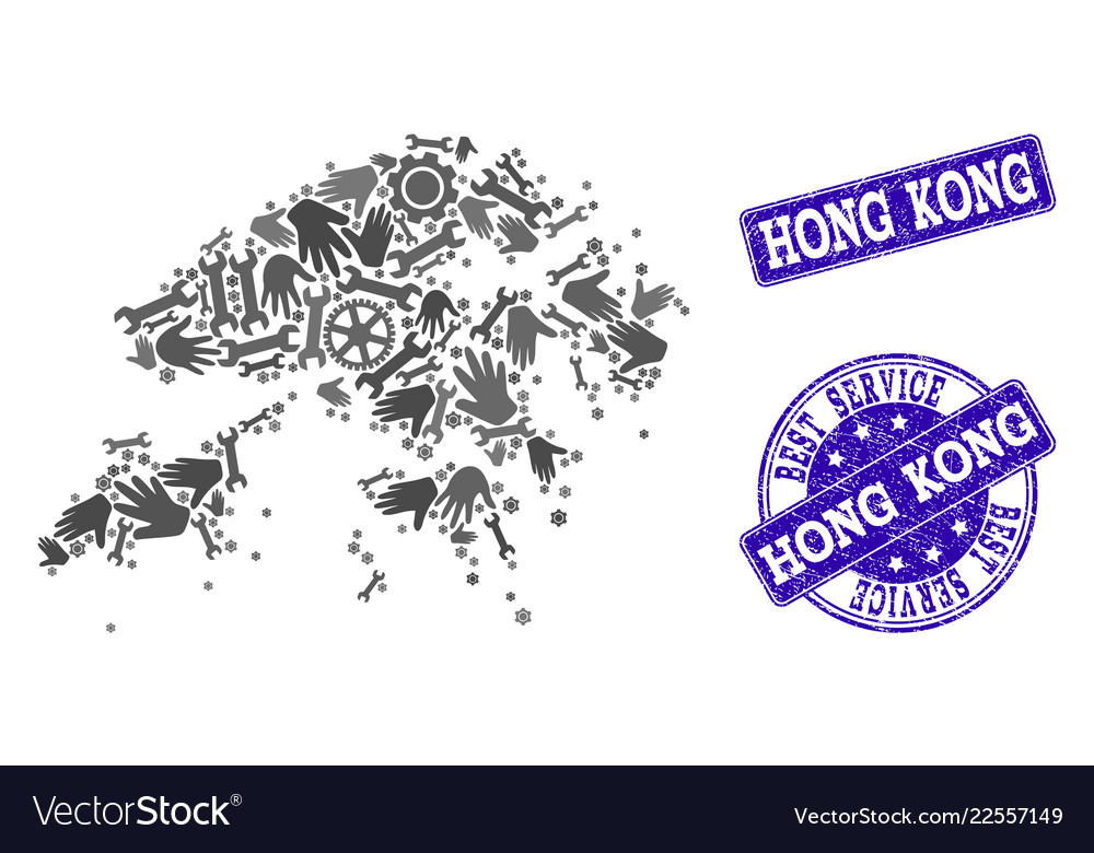 Best service composition of map of hong kong Vector Image