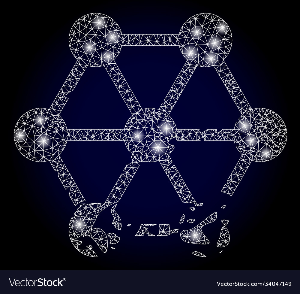 Bright polygonal net damaged blockchain vector image Bright polygonal net damaged blockchain