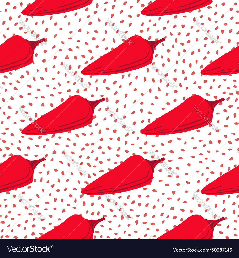Chilli seamless pattern on dots background chile