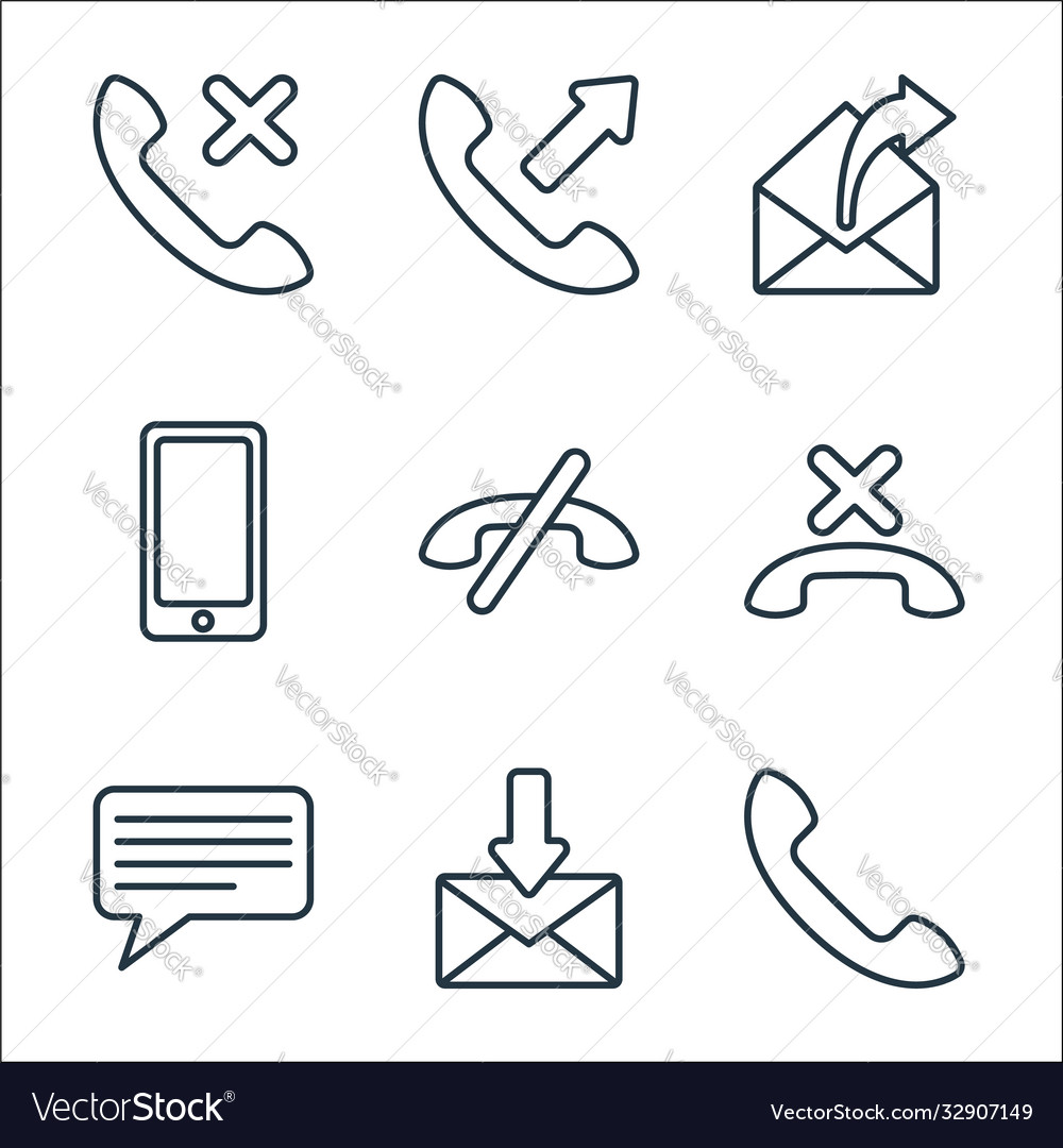 Communication line icons linear set quality vector image Communication line icons linear set quality