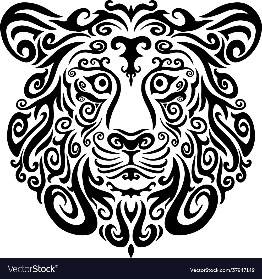 Decorative ornate lion head Royalty Free Vector Image