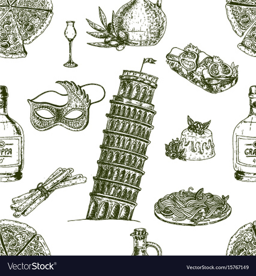 Hand drawn italy pattern Royalty Free Vector Image