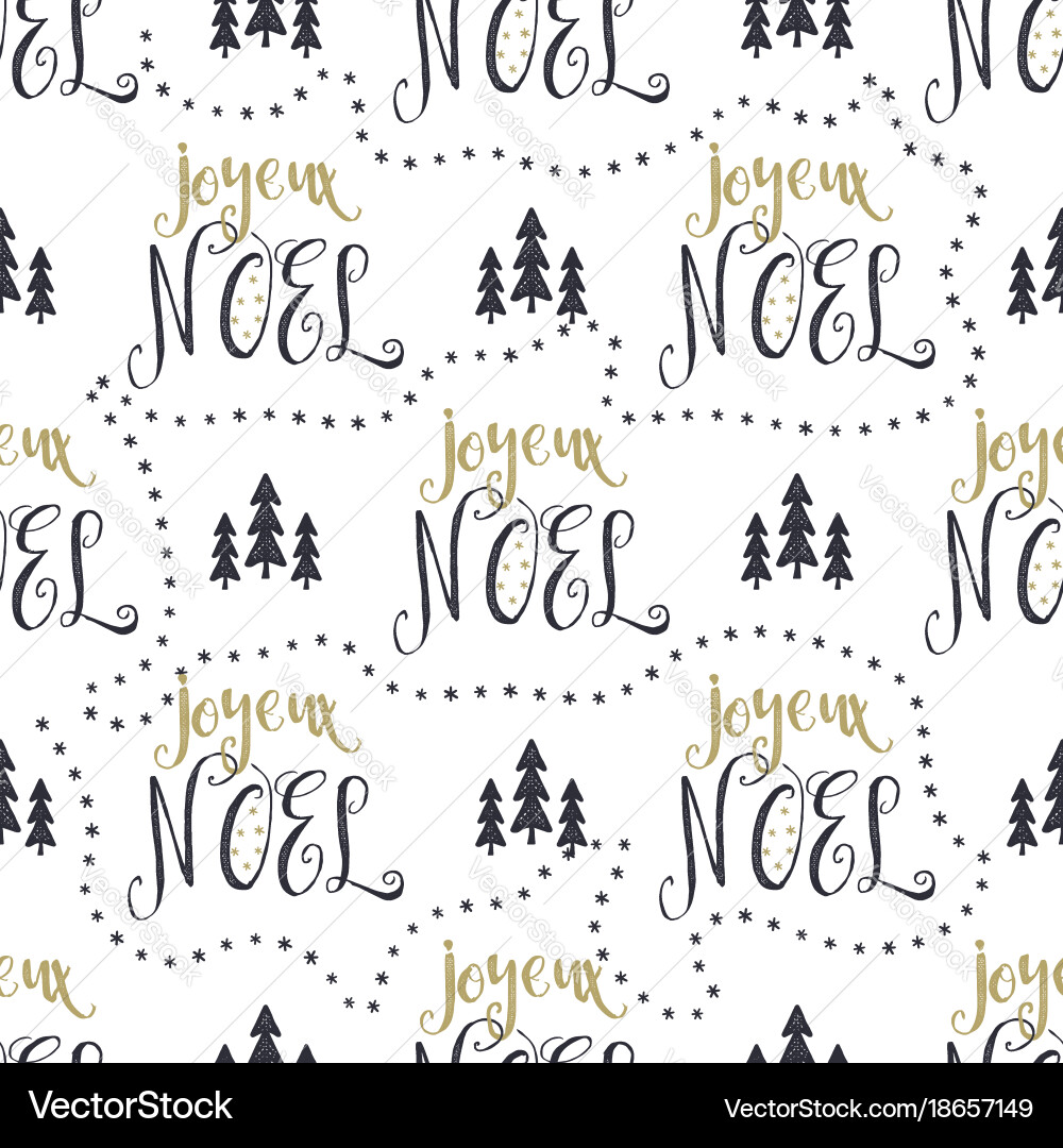 Hand drawn seamless pattern with christmas type Vector Image