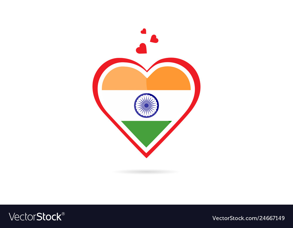 India country flag inside love heart creative Vector Image