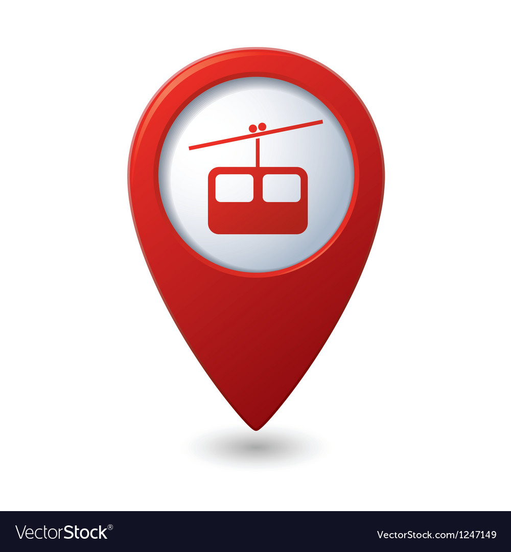 Map pointer with cableway icon