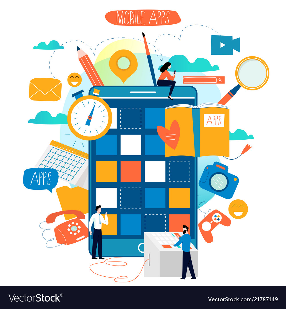 Mobile application development process vector image Mobile application development process