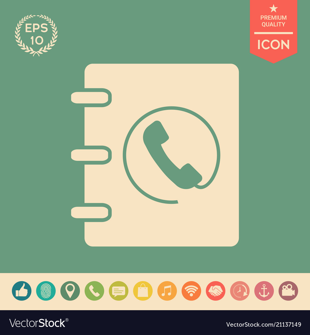 Notebook address phone book icon with handset vector image Notebook address phone book icon with handset