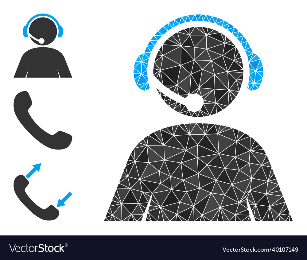 Polygonal call center operator icon vector image Polygonal call center operator icon