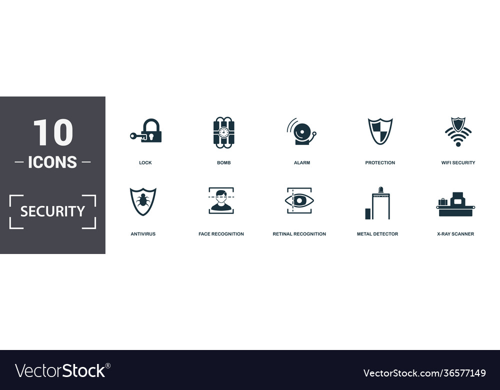 Security icons set collection includes simple vector image Security icons set collection includes simple