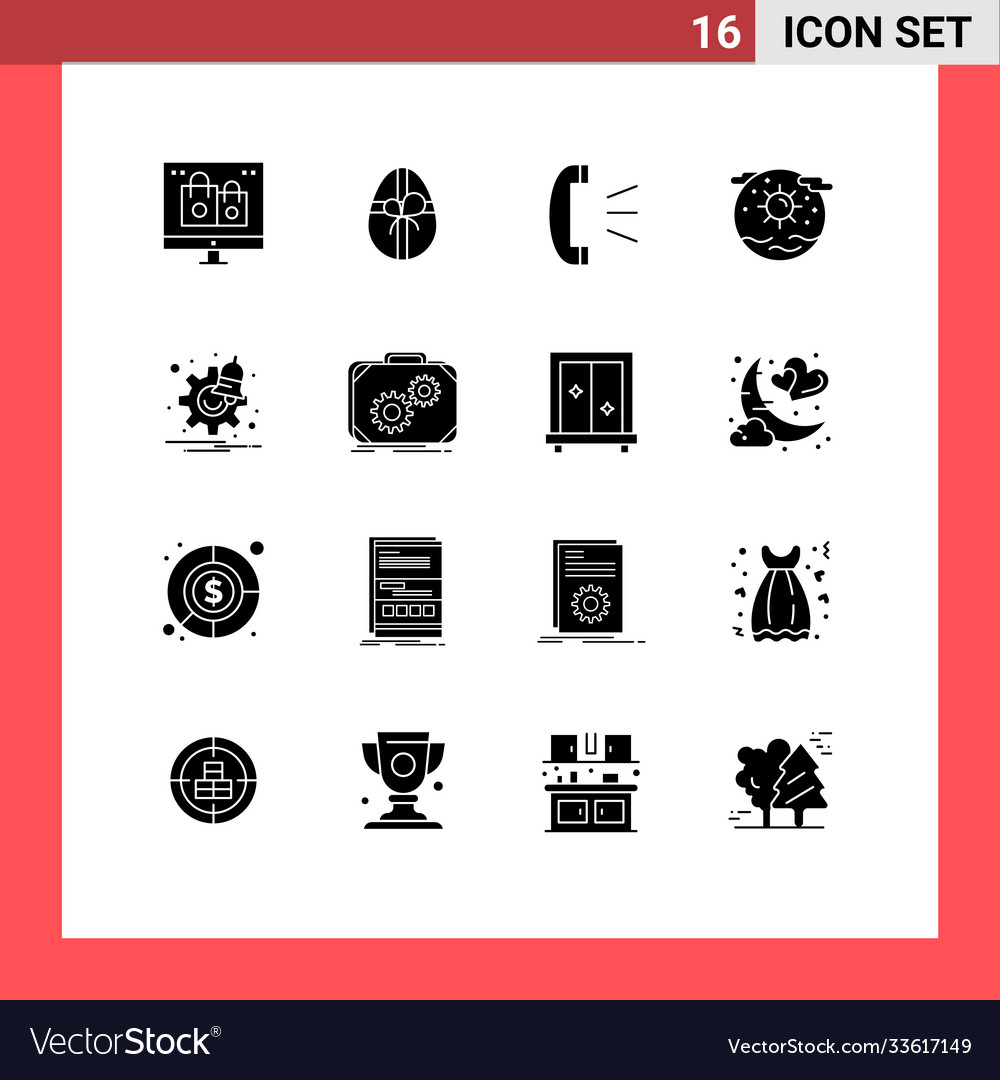 Set 16 solid glyphs on grid for notification