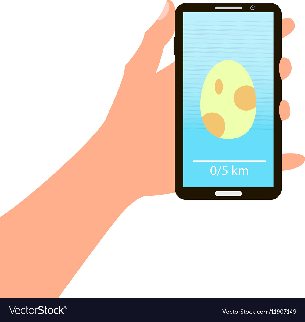 Smartphone in hand with image egg